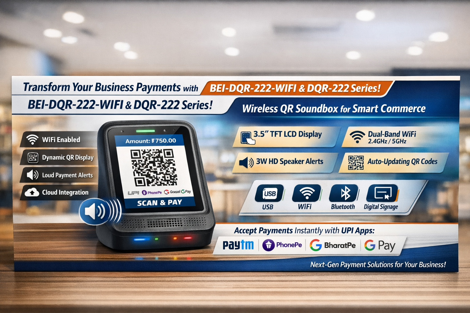 BEI-DQR-222-WIFI Wireless Dynamic QR Soundbox Review
